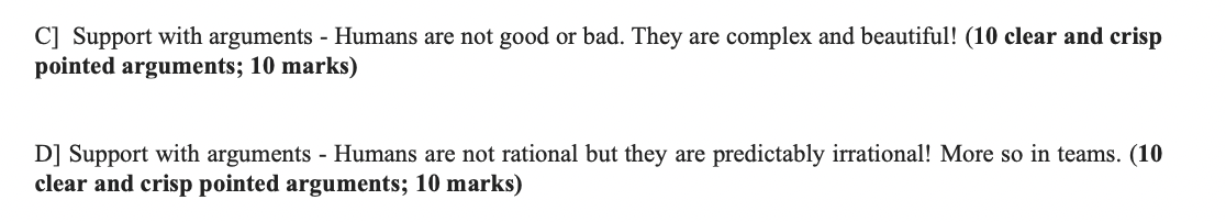 C] Support with arguments - Humans are not good