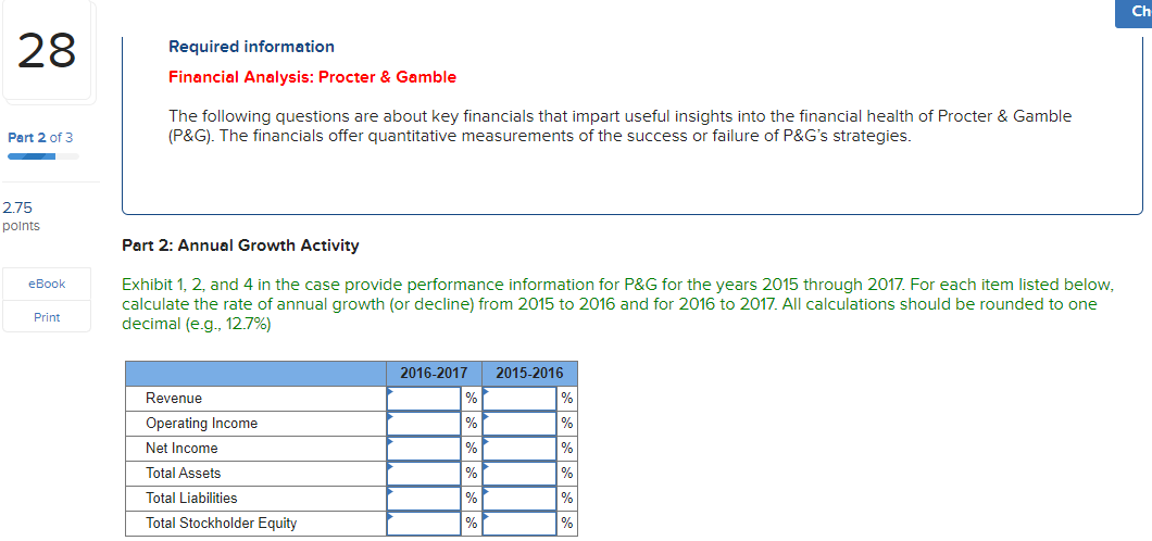 27 Required information Financial Analysis: