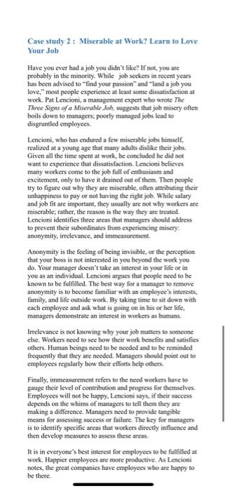 management and organization behavior Case study 2