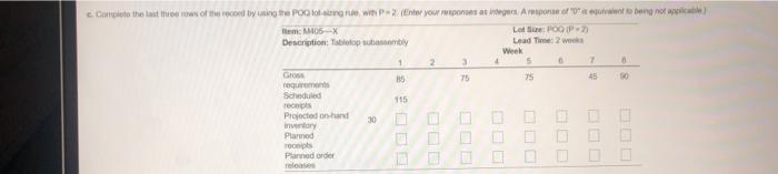Lead Time: 2 weeks 4 5 6 7 5 75 75 The partially