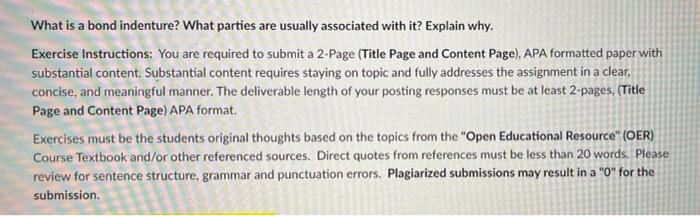 What is a bond indenture? What parties are