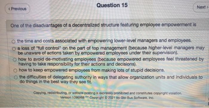 Question 15 < Previous Next  style=