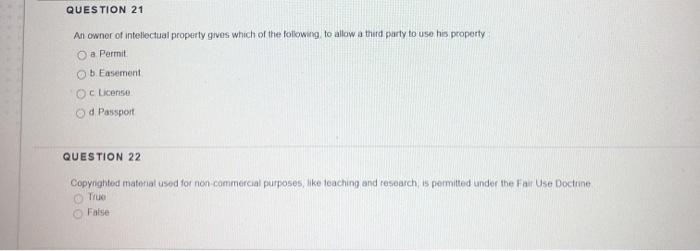 21-22 QUESTION 21 An owner of intellectual