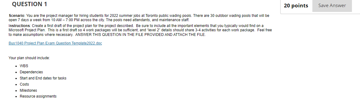 Scenario : You are the project manager for hiring