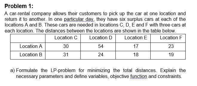 Problem 1: A car-rental company allows their