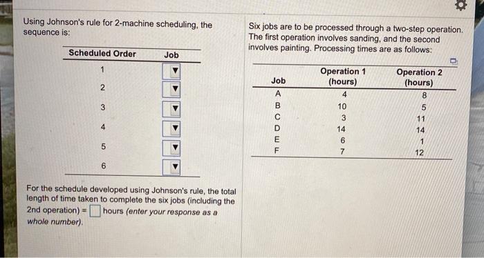 Using Johnson's rule for 2-machine scheduling,