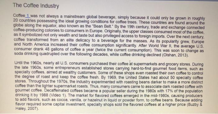 The Coffee Industry Coffee 1 was not always a