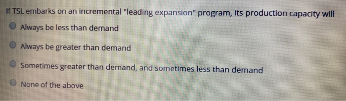 If TSL embarks on an incremental "leading