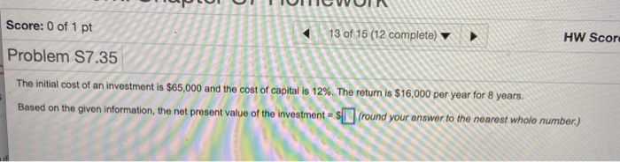 CVVU Score: 0 of 1 pt + 13 of 15 (12 complete) HW