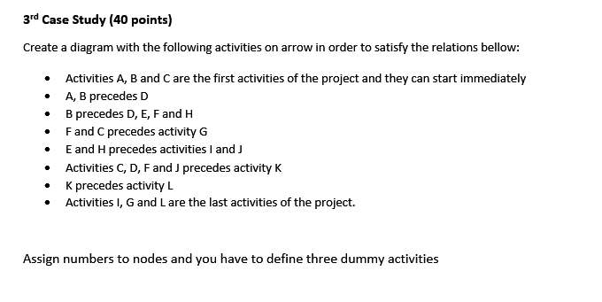 3rd Case Study (40 points) Create a diagram with