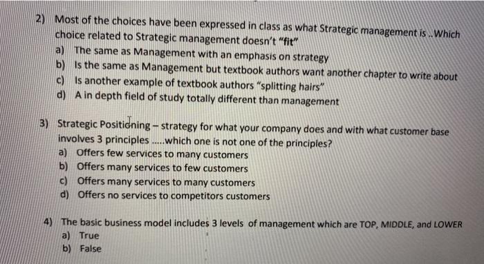 2) Most of the choices have been expressed in