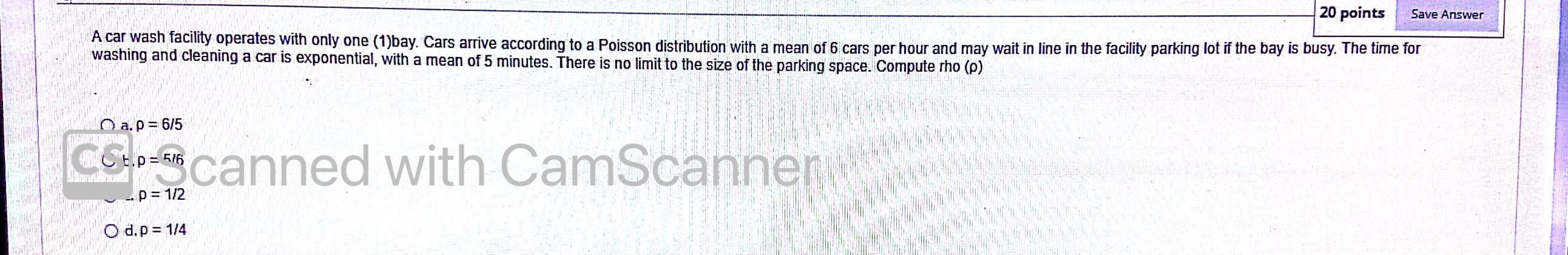 20 points Save Answer A car wash facility