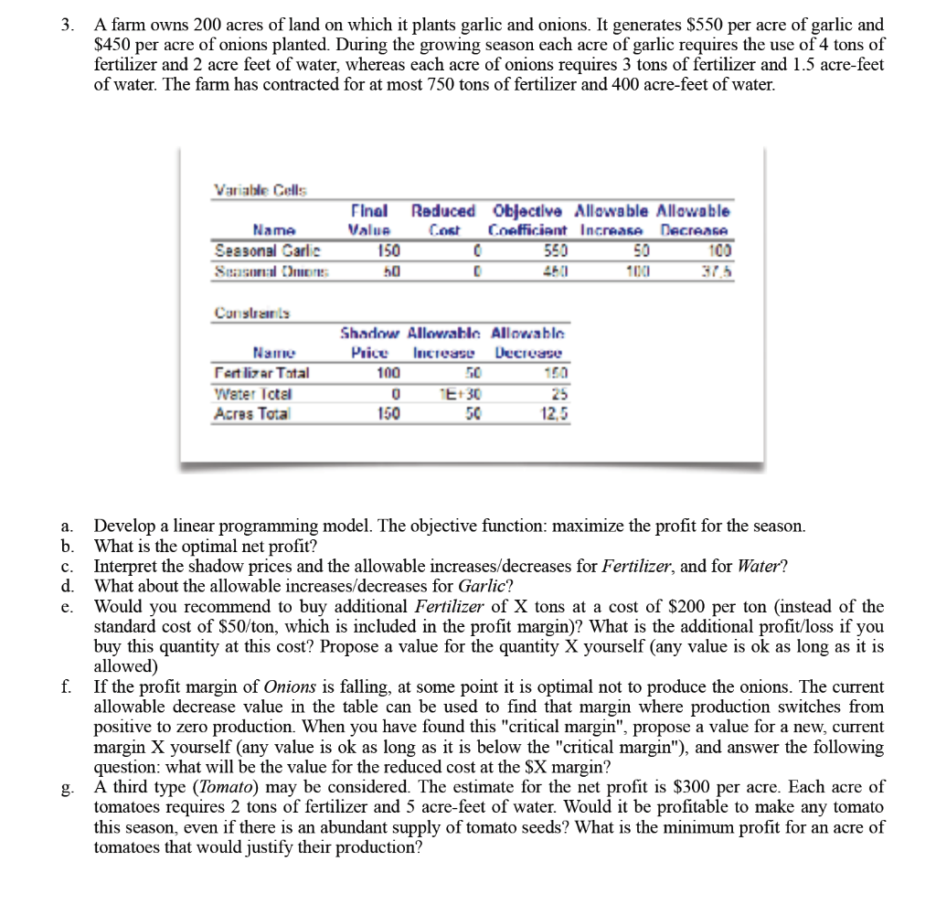 3. A farm owns 200 acres of land on which it