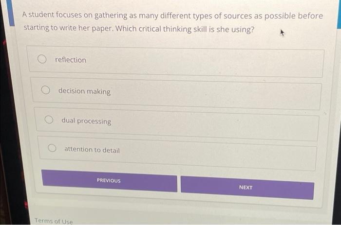 A student focuses on gathering as many different