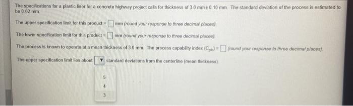 The specifications for a plastic liner for a