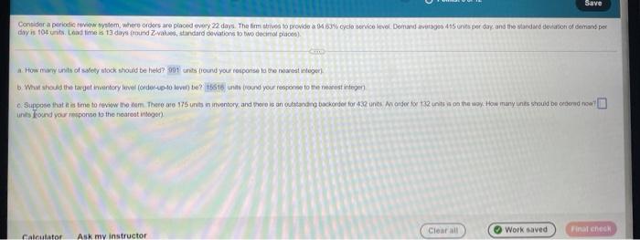 Save Consider a periodic review tem, where orders