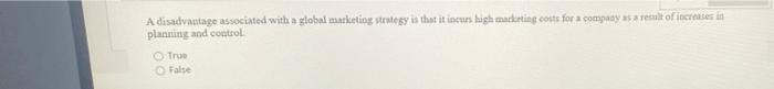 A disadvantage associated with a global marketing