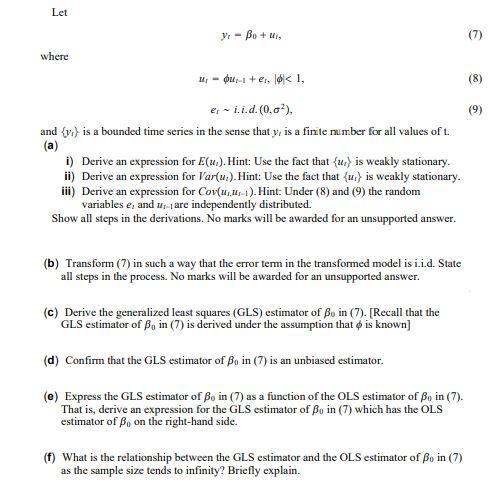 Let Y. - Bo + 1, (7) where H - Our + e. ' < 1,
