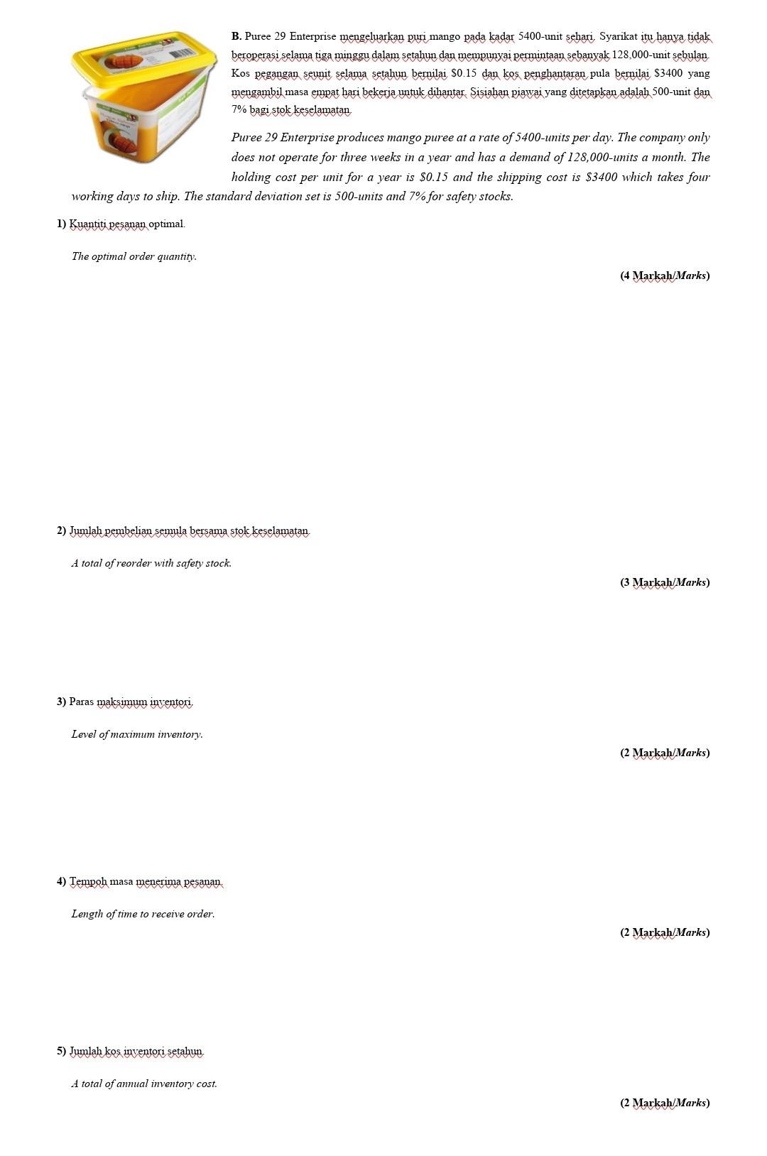 B. Puree 29 Enterprise mengeluarkan puri mango