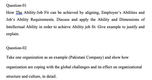 Organizational Behaviour Note: Need a detailed