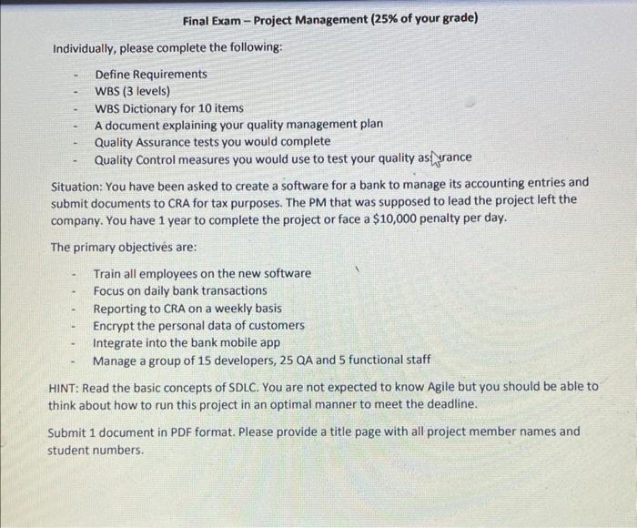 Individually, please complete the following: -