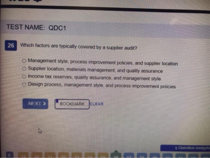 TEST NAME: QDC1 26 Which factors are typically
