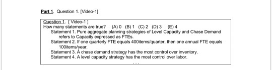 Part 1. Question 1. [Video-1] Question 1.