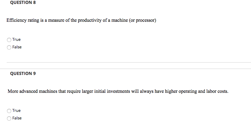 QUESTION 8 Efficiency rating is a measure of the