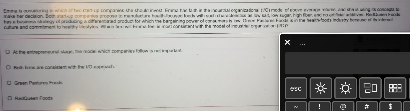 Emma is considering in which of two start-up