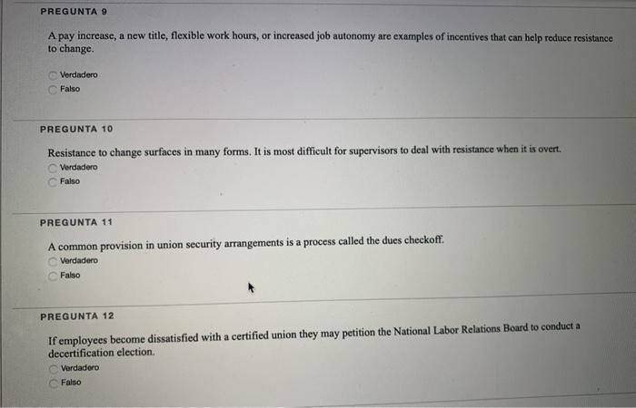 PREGUNTA 9 A pay increase, a new title, flexible