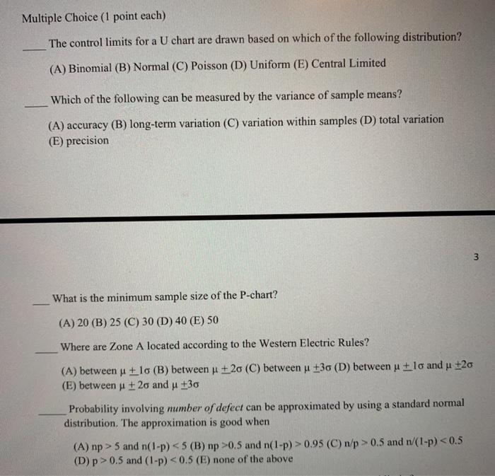 quality engineering Multiple Choice (1 point