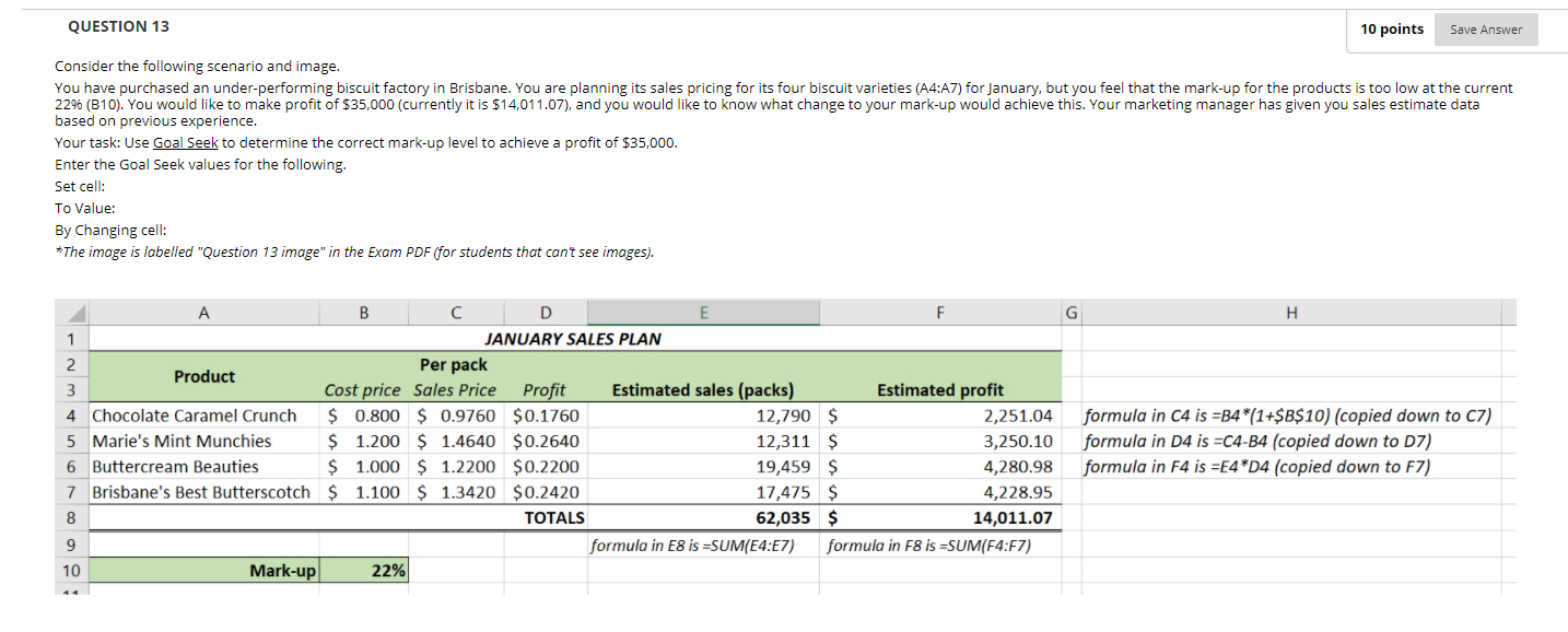 QUESTION 13 10 points Save Answer Consider the
