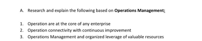 A. Research and explain the following based on