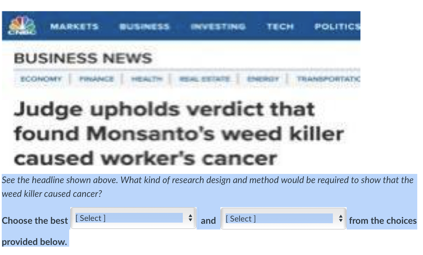 For the first blank the options are Exploratory,