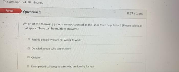 This attempt took 18 minutes. Partial Question 1