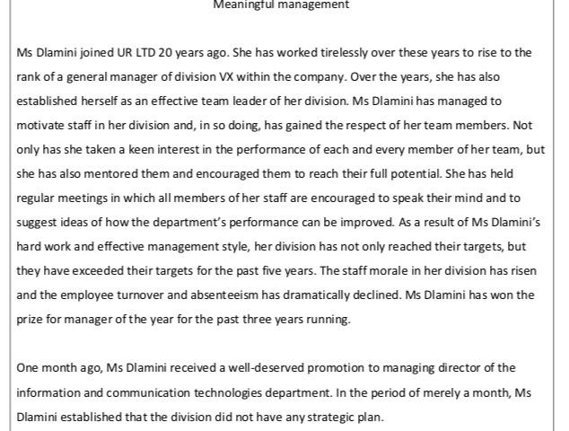 Meaningful management Ms Dlamini joined UR LTD 20