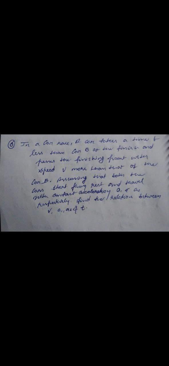 In a car race, e can takes a tinet less than can