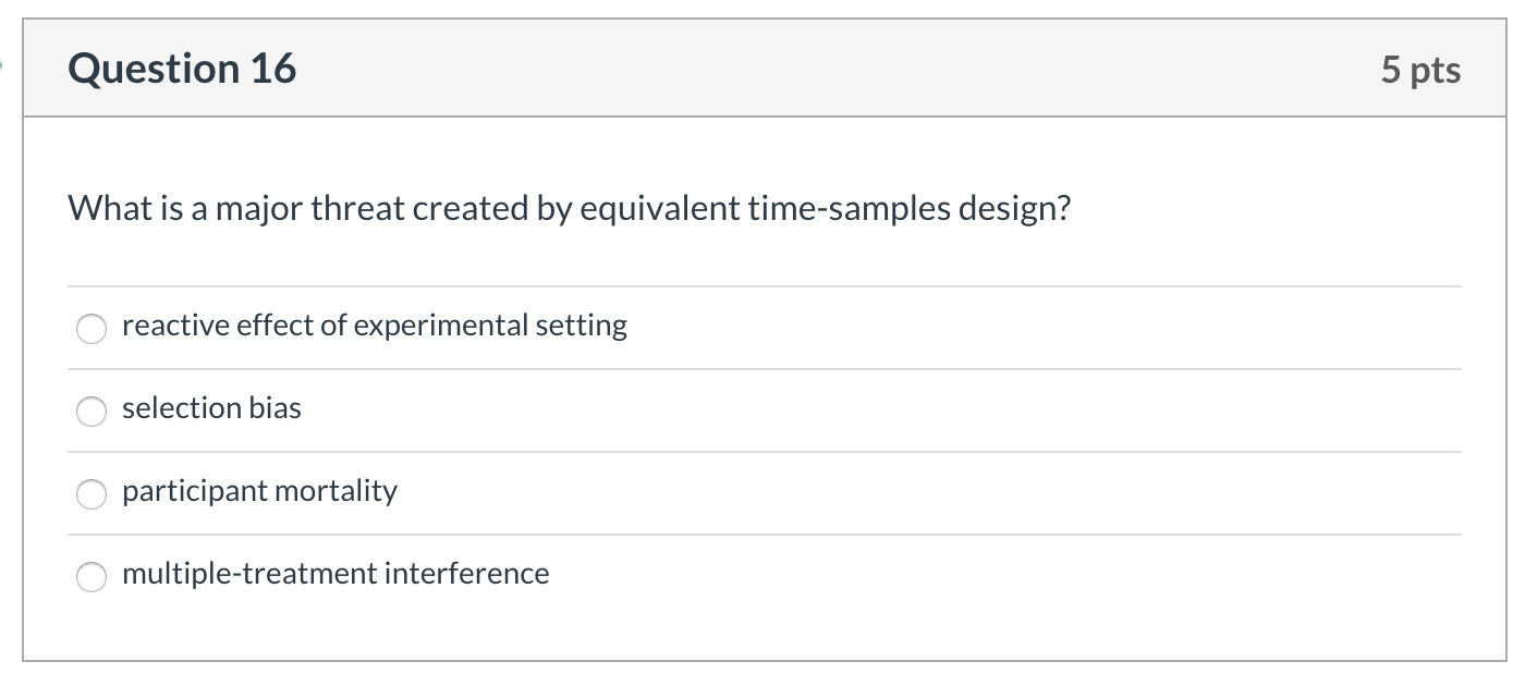 Question 16 5 pts What is a major threat created