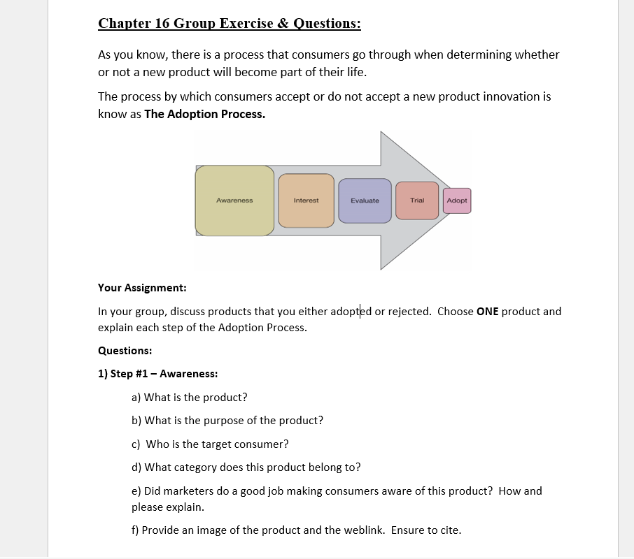 Chapter 16 Group Exercise & Questions: As you