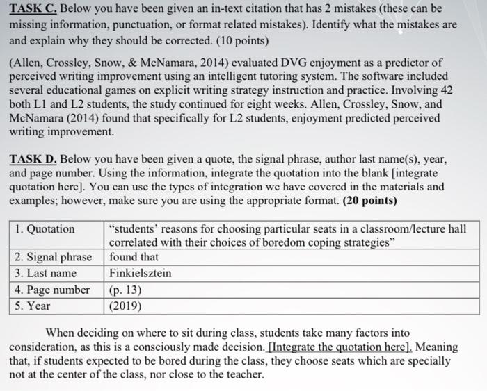 TASK B. Read the following in-text citations. a.