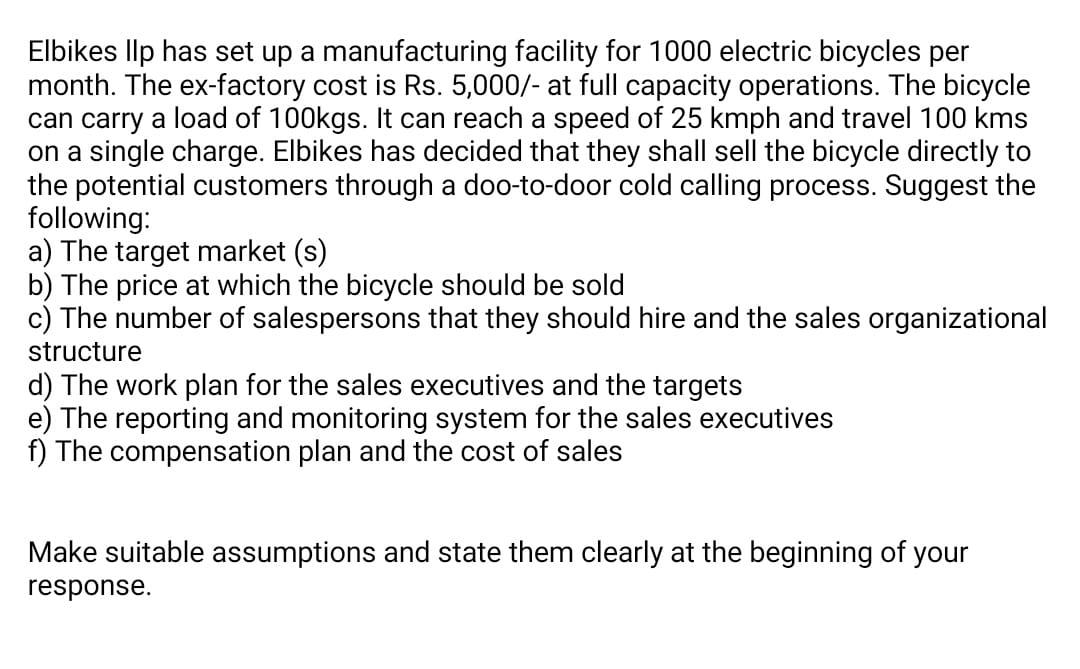 Elbikes llp has set up a manufacturing facility