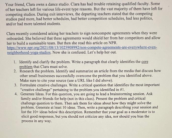 Your friend, Clara owns a dance studio. Clara has