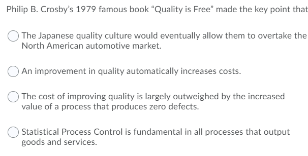 Philip B. Crosby's 1979 famous book Quality is