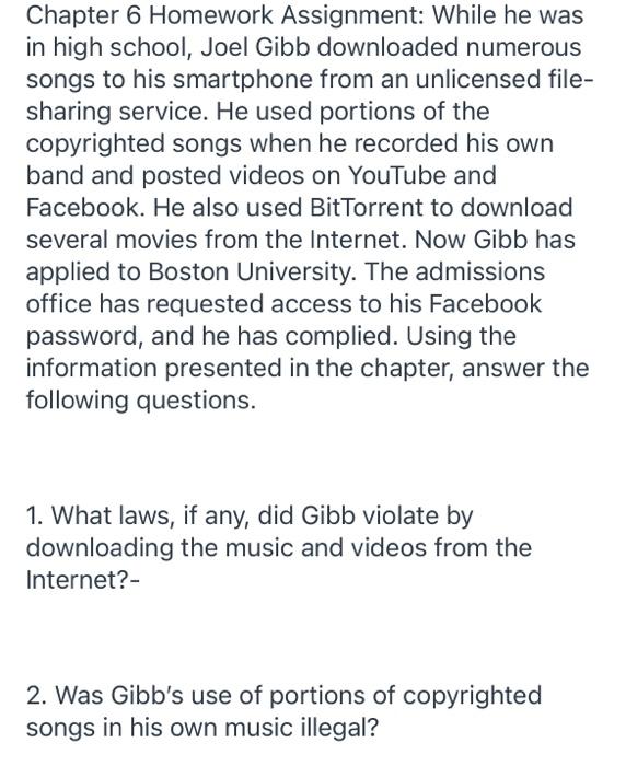 Business Law Chapter 6 Homework Assignment: While