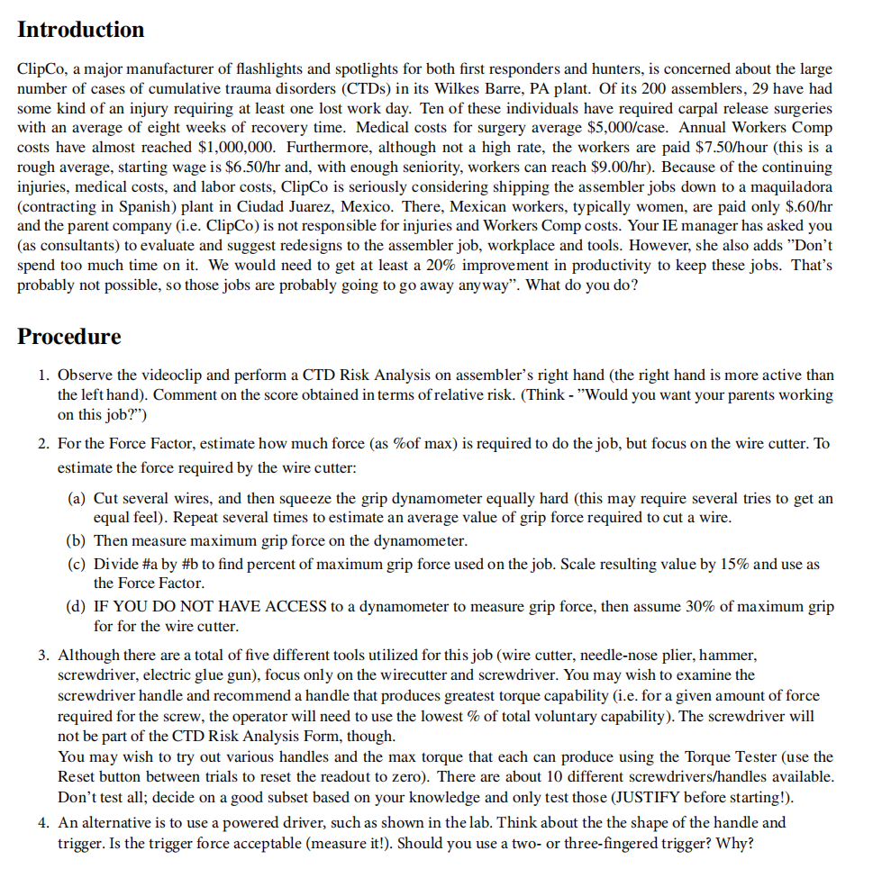 Do 4 Introduction ClipCo, a major manufacturer of