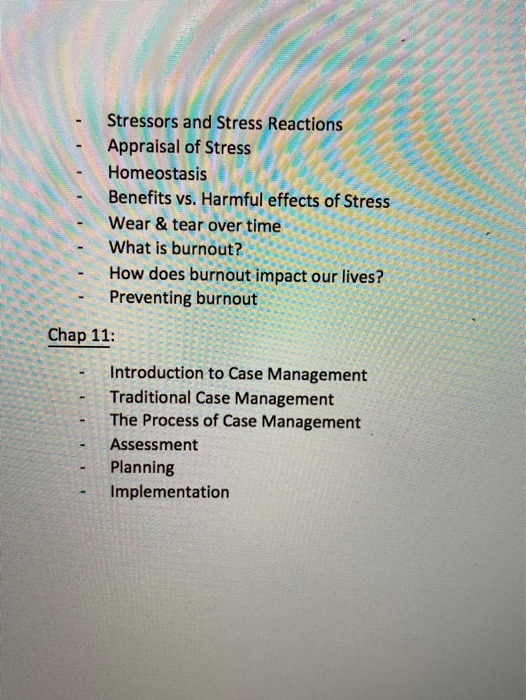 also a break down for this M Stressors and Stress