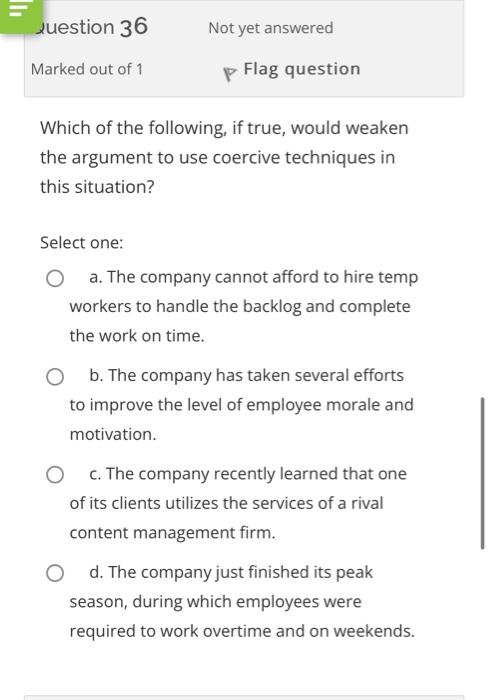 Question 36 Not yet answered Marked out of 1 p