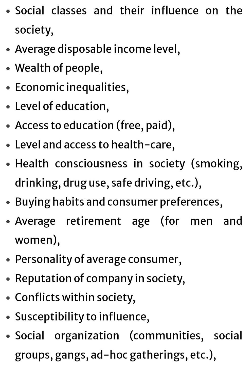 Explain the above Social factors with an example