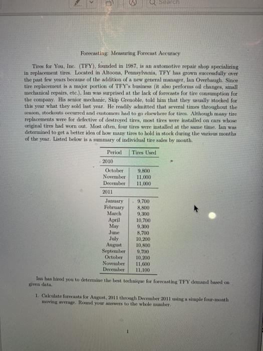 Search Forecasting: Measuring Forecast Accuracy