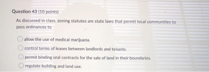 Question 38 (10 points) Under constitutional